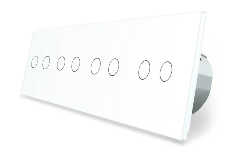 Фото Сенсорный выключатель 8 сенсоров 2-2-2-2 белое стекло Livolo