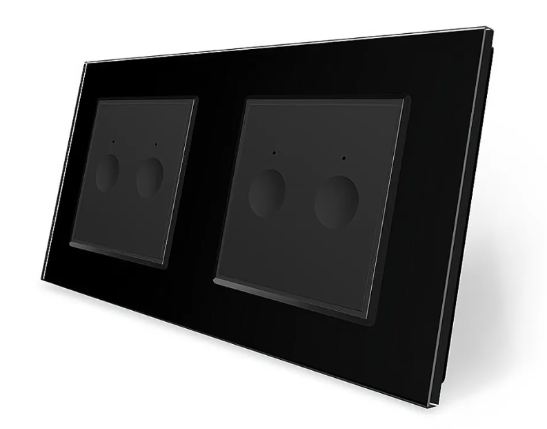 Фото Сенсорний прохідний вимикач Sense 4 сенсора 2-2 чорне скло Livolo