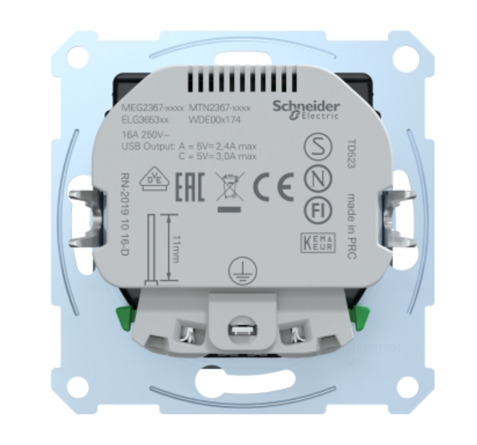 Фото 3 MERTEN SM Розетка силова 16 A із зарядкою USB A+C 3 A антрацит MTN2367-0414