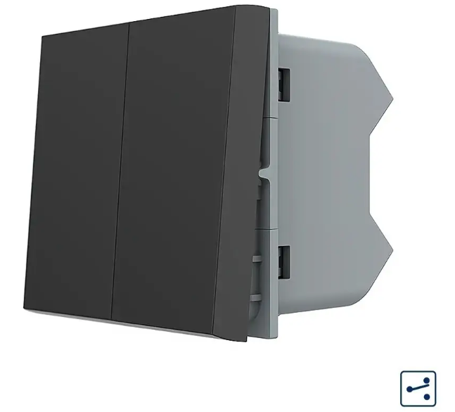 Фото Механизм двухклавишный проходной выключатель черный Livolo