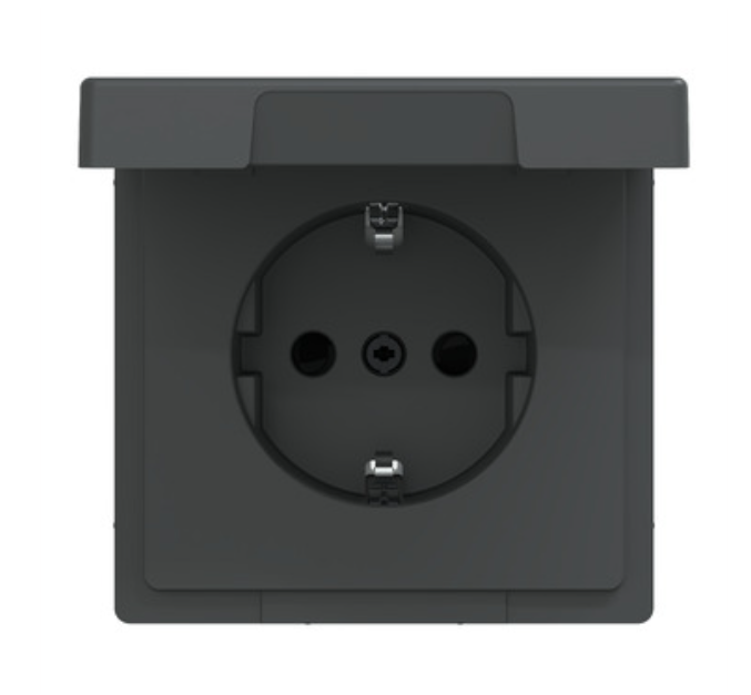 Фото 4 Розетка с заземлением и крышкой антрацит IP44 D-Life Schneider Electric