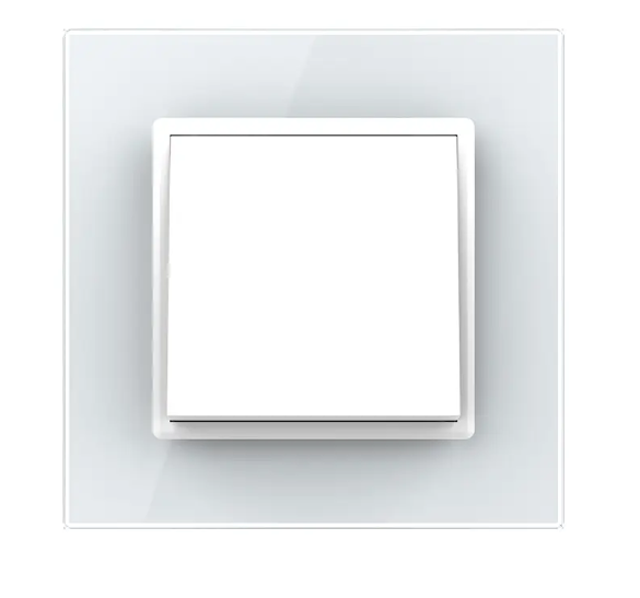 Фото Одноклавішний перехресний вимикач біле скло Livolo