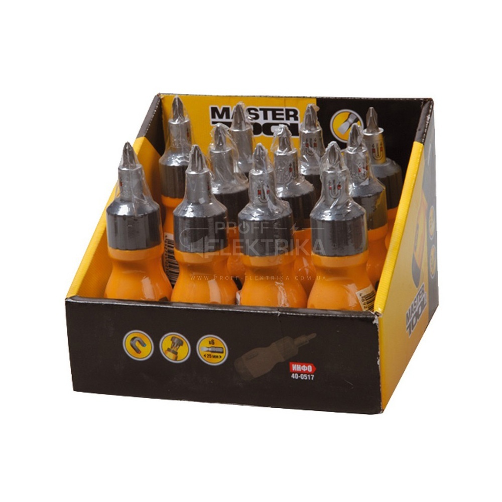 Фото 2 Викрутка з реверсом 12 насадок 40-0518 MASTERTOOL