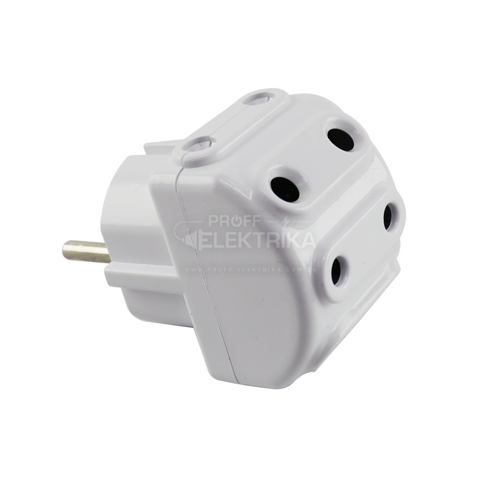 Фото Переходник пятерник без заземления 10 А AY-KA