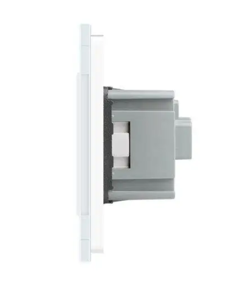 Фото 2 Сенсорный выключатель 1 сенсор 3 розетки белое стекло Livolo