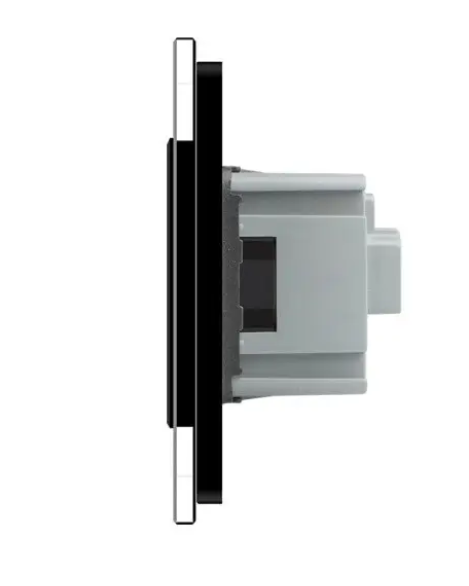 Фото 3 Умный сенсорный ZigBee выключатель 1 сенсор 1 розетка черное стекло Livolo