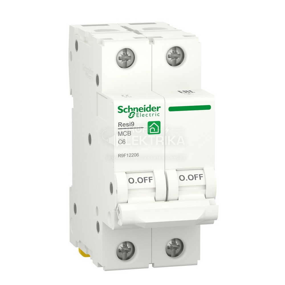 Фото Автоматичний вимикач 2P 6A 6kA С RESI9 Schneider