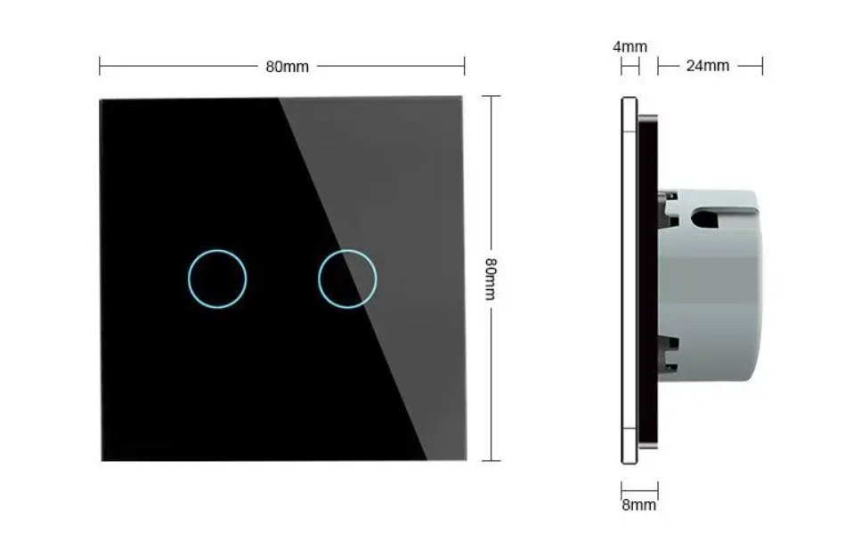 Фото 4 Сенсорная кнопка 2 сенсора Сухой контакт черное стекло Livolo