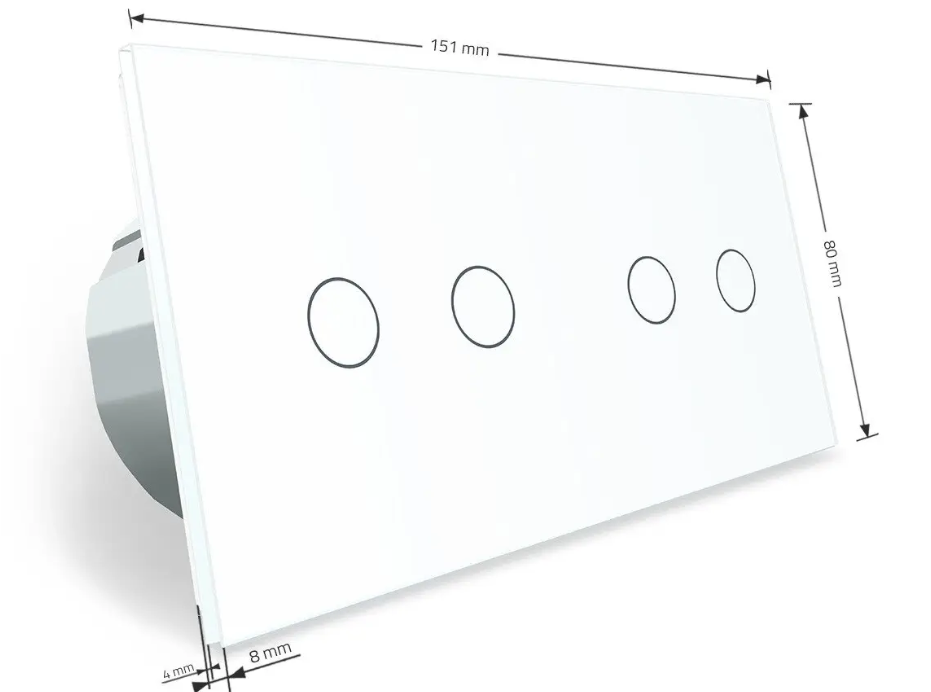 Фото 4 Сенсорний прохідний перехресний вимикач 4 сенсори біле скло 2-2 Livolo