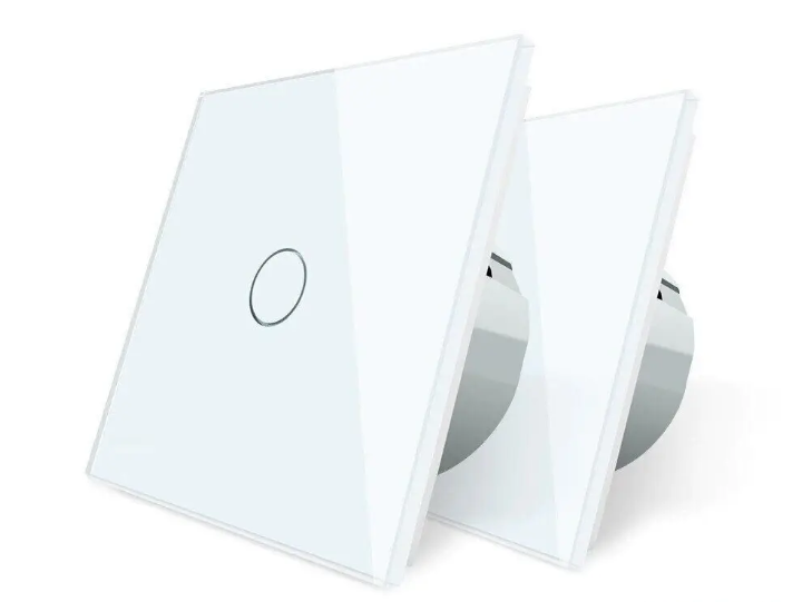 Фото Комплект сенсорний прохідний димер 1 сенсор біле скло Livolo