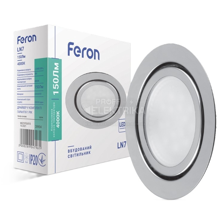 Фото Светодиодный светильник Feron LN7 3Вт 4000K хром
