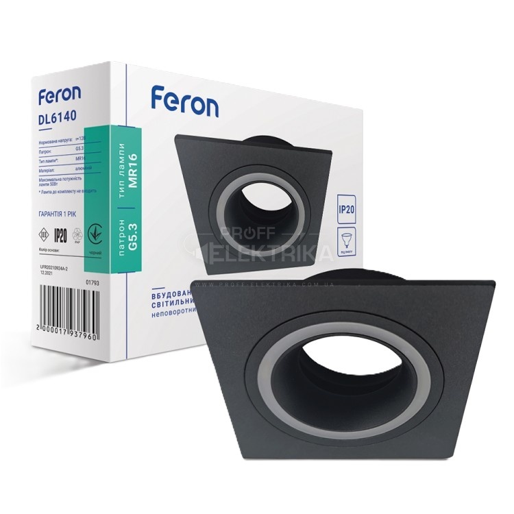 Фото Вбудований світильник Feron DL6140 під чорний лампу