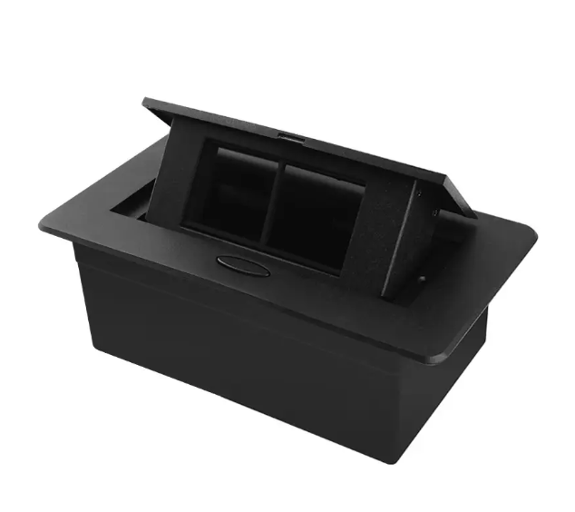 Фото Порожній висувний люк для розеток на 2 модулі з плавним відкриттям чорний Livolo