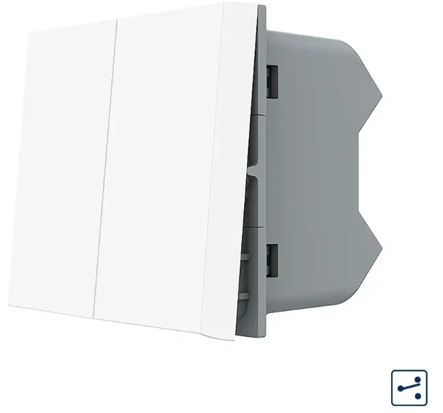 Фото Механизм двухклавишный проходной выключатель белый Livolo