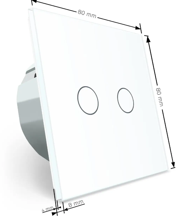 Фото 4 Сенсорный выключатель 2 сенсора белое стекло Livolo