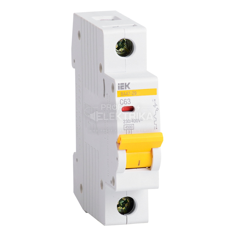 Фото Автоматичний вимикач ІЕК ВА47-29М 1P 63A 4,5кА С