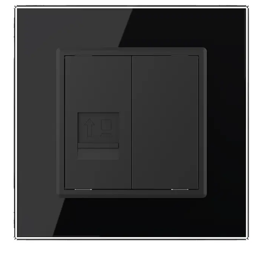 Фото 2 Розетка компьютерная RJ-45 черное стекло Livolo