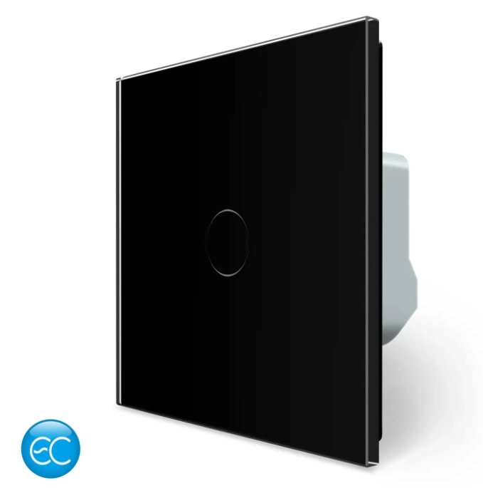 Фото Розумний сенсорний прохідний вимикач EC 1 сенсор чорне скло Livolo