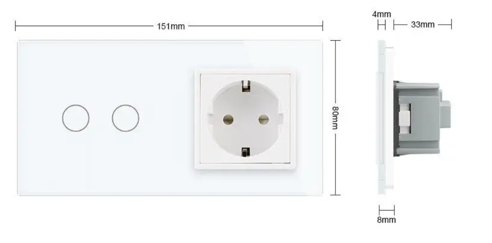 Фото 4 Сенсорний диммер 2 сенсори 1 розетка біле скло Livolo