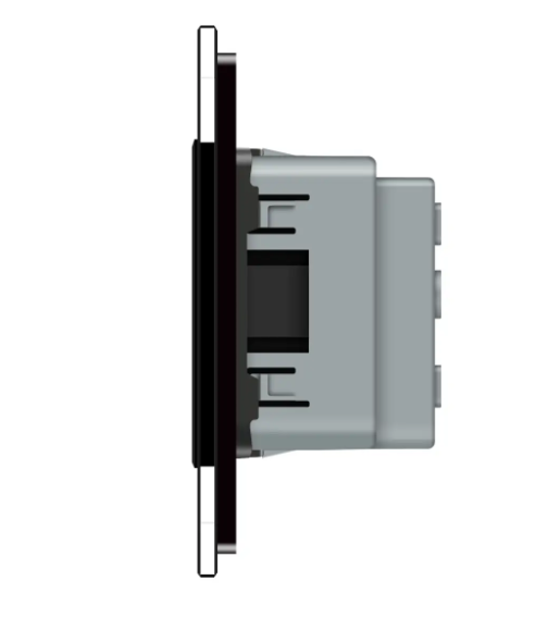 Фото 2 Розетка потрійна універсальна чорне скло Livolo