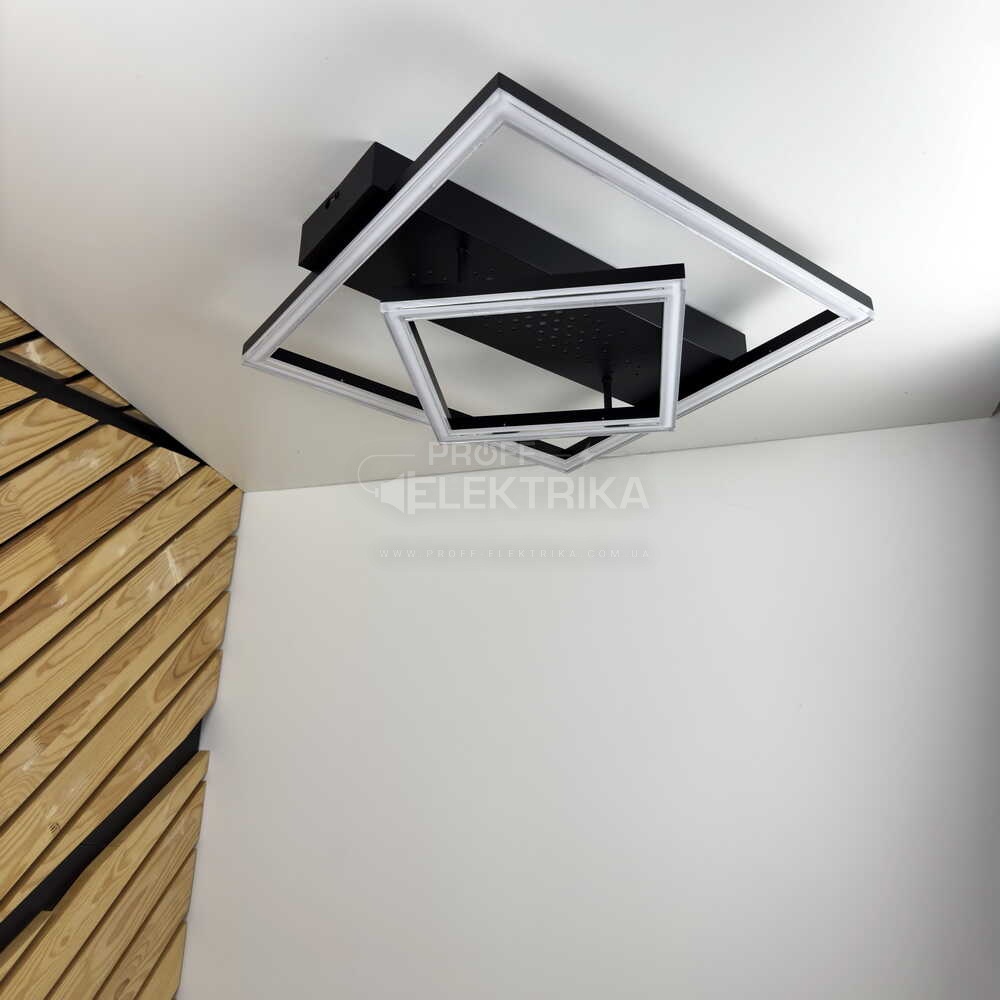 Фото 2 Світильник smart KENZO-S пульт 100W 3000-5000K IP20 квадратний чорний Violux 220685