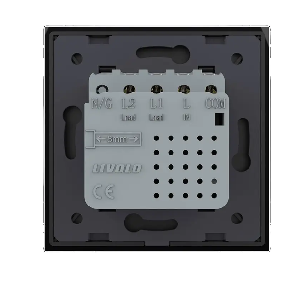 Фото 3 Сенсорный проходной выключатель Sense 2 сенсора черное стекло Livolo