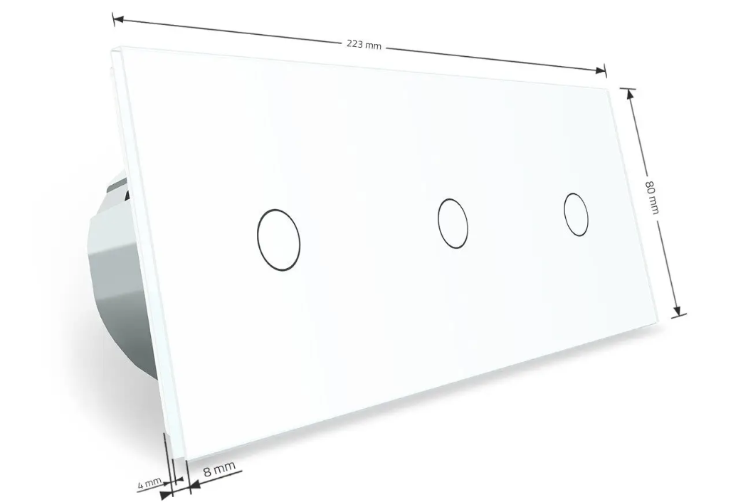 Фото 4 Сенсорний вимикач 3 сенсора 1-1-1 біле скло Livolo