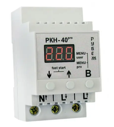 Фото Реле контроля напряжения Rubezh РКН-40pro однофазное 40А на DIN-рейку