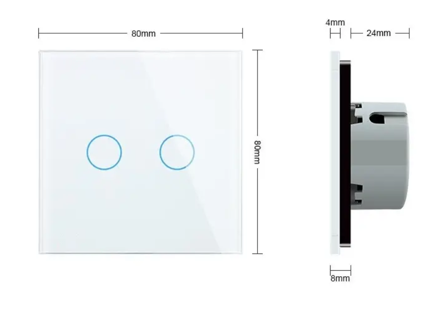 Фото 4 Сенсорный проходной уличный влагозащищенный выключатель 2 сенсора белое стекло Livolo