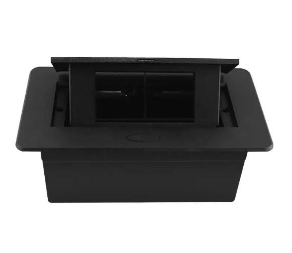 Фото 2 Порожній висувний люк для розеток на 2 модулі з плавним відкриттям чорний Livolo