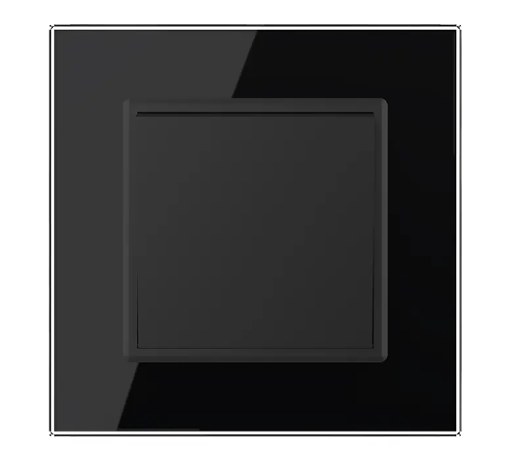 Фото Одноклавішний прохідний вимикач чорне скло Livolo