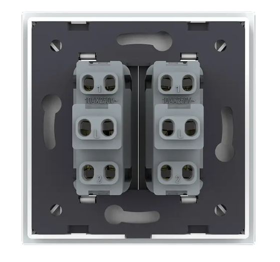 Фото 3 Двоклавішний прохідний вимикач біле скло Livolo