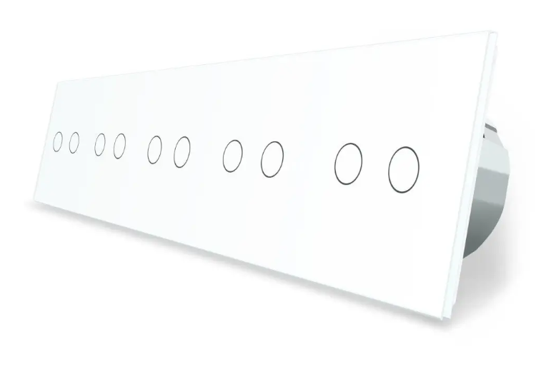 Фото Сенсорный выключатель 10 сенсоров 2-2-2-2-2 белое стекло Livolo