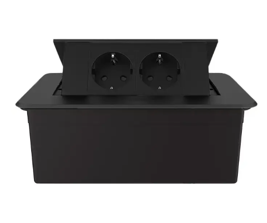 Фото 2 Меблева розетка подвійна з плавним відкриттям чорний Livolo