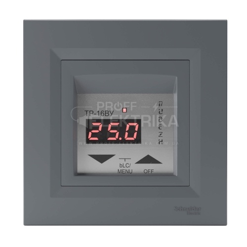 Фото Терморегулятор Rubezh ТР-16ВУм для теплої підлоги рамка Schneider Asfora сталь 16А 220В