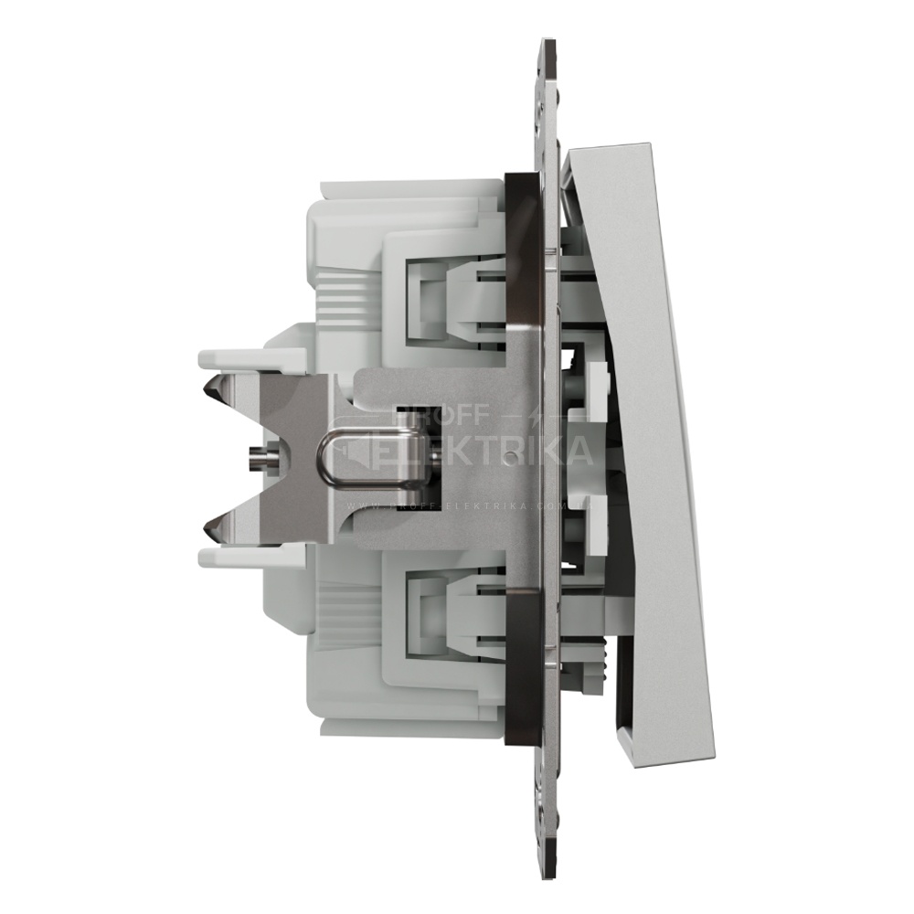 Фото 3 Выключатель с подсветкой одноклавишный самозажимной Schneider Electric Asfora алюминий