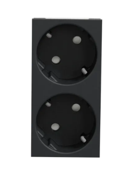 Фото 4 Двойная розетка 45° со шторками с заземлением антрацит UNICA NEW Schneider Electric