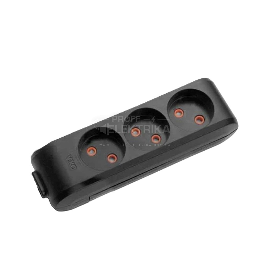 Фото Колодка VIKO Multi-Let 3 гнізда без заземлення чорна 90132300