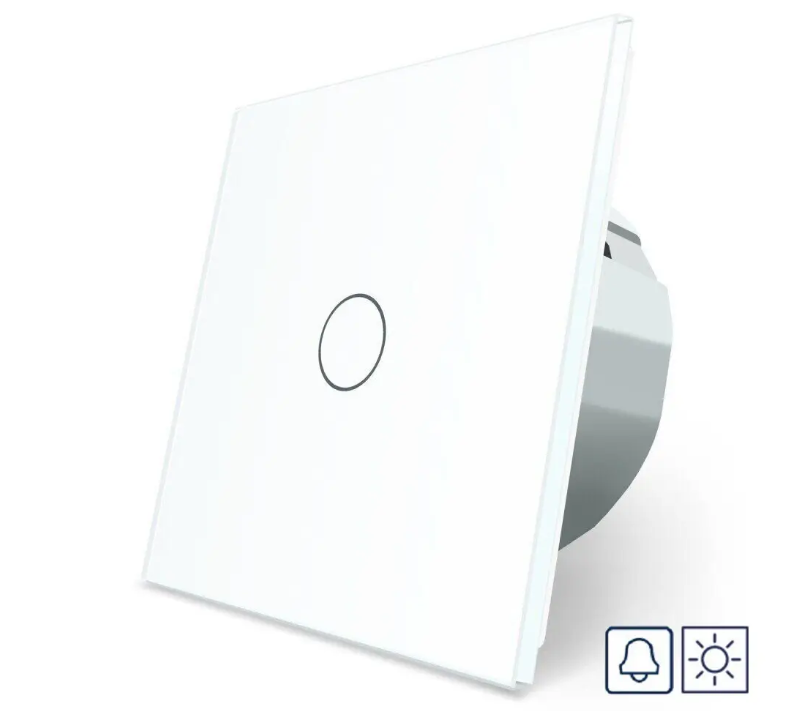 Фото Сенсорная кнопка 1 сенсор Сухой контакт белое стекло Livolo