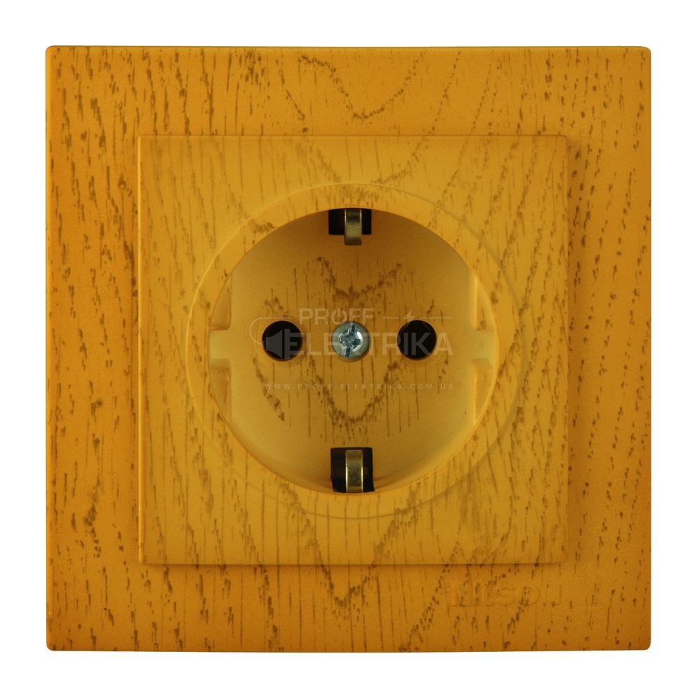 Фото Розетка с заземлением Дуб Touran