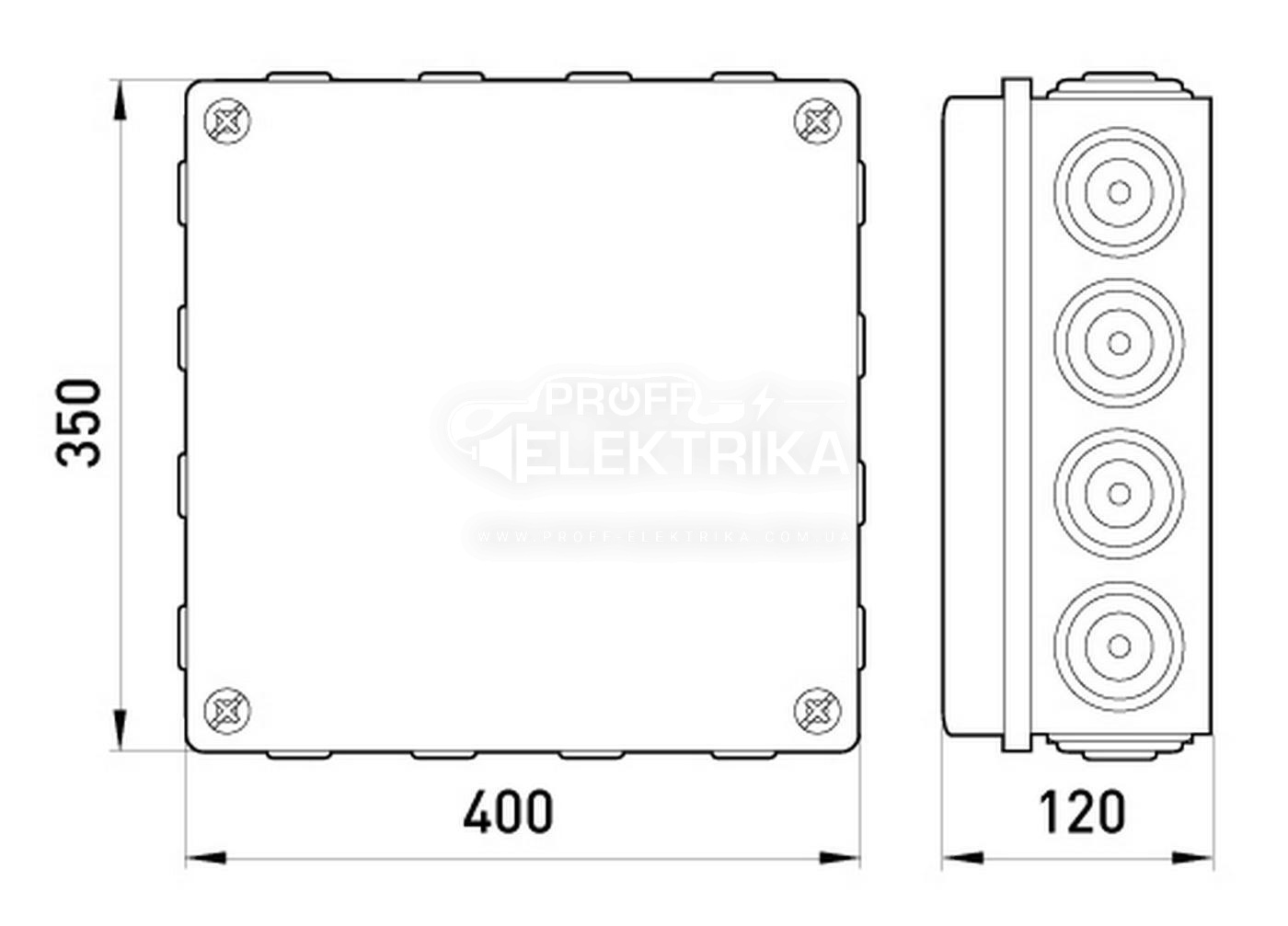 Фото 2 Коробка розподільна квадратна 400*350*120 E-NEXT
