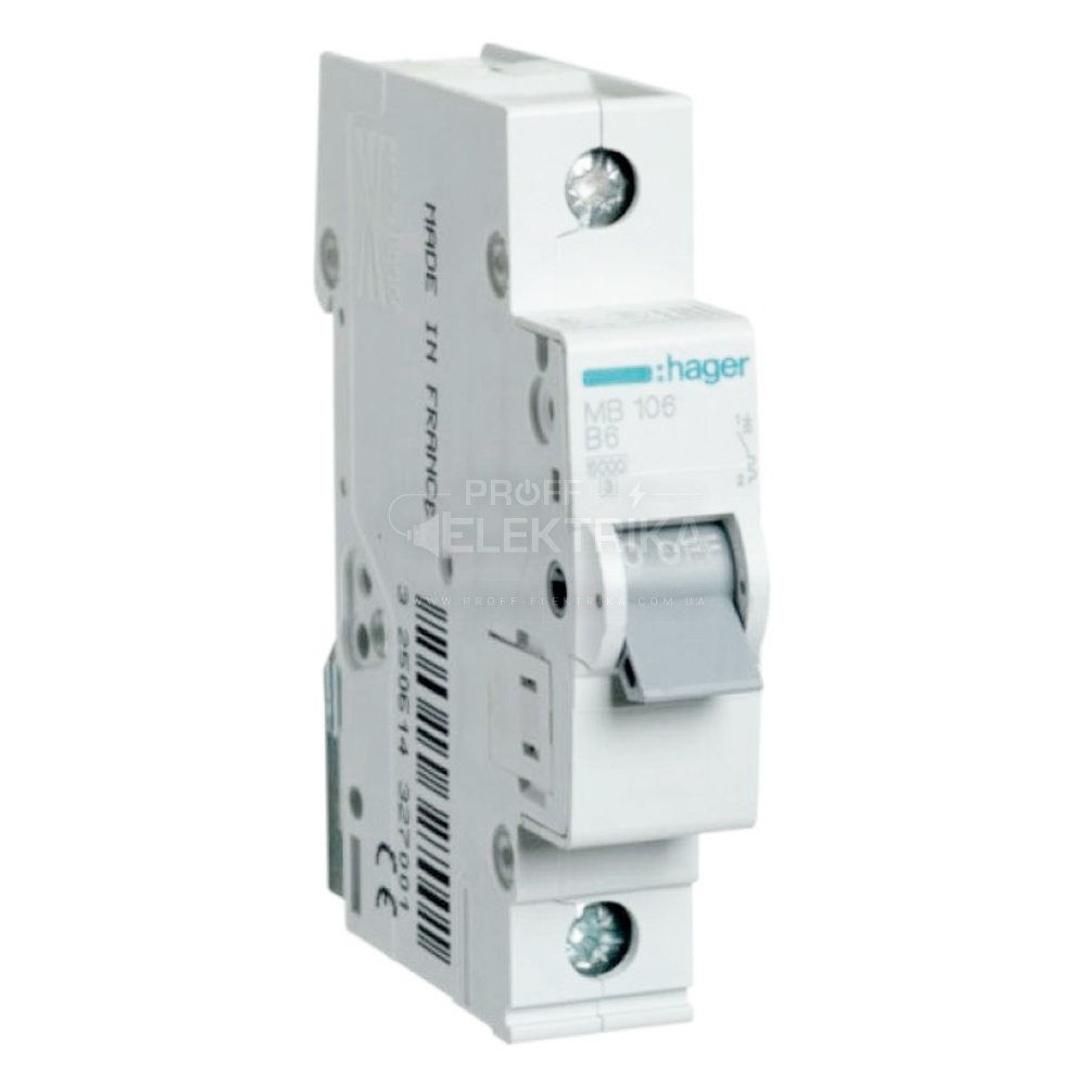 Фото Автоматический выключатель HAGER MB106A 1P 6A 6кА B