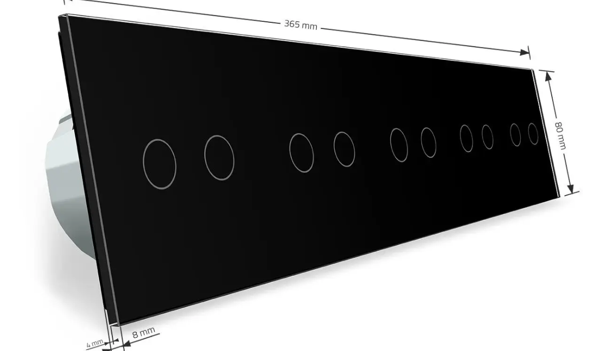 Фото 5 Сенсорный выключатель 10 сенсоров 2-2-2-2-2 черное стекло Livolo