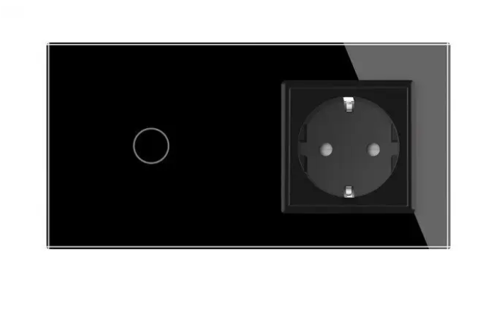 Фото 2 Бесконтактный выключатель 1 сенсор 1 розетка черное стекло Livolo