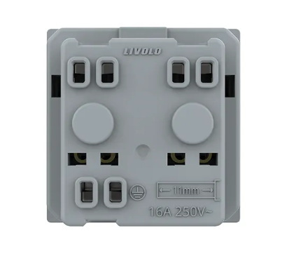 Фото 4 Механизм силовая розетка с заземлением черный Livolo