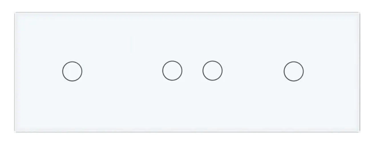Фото Умный сенсорный ZigBee выключатель 4 сенсора 1-2-1 белое стекло Livolo