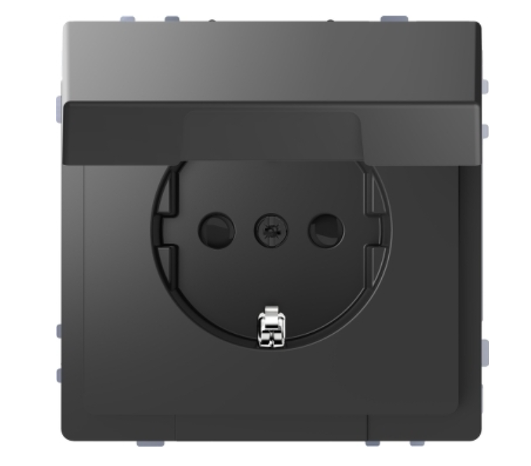 Фото Розетка із заземленням та кришкою антрацит D-Life Schneider Electric