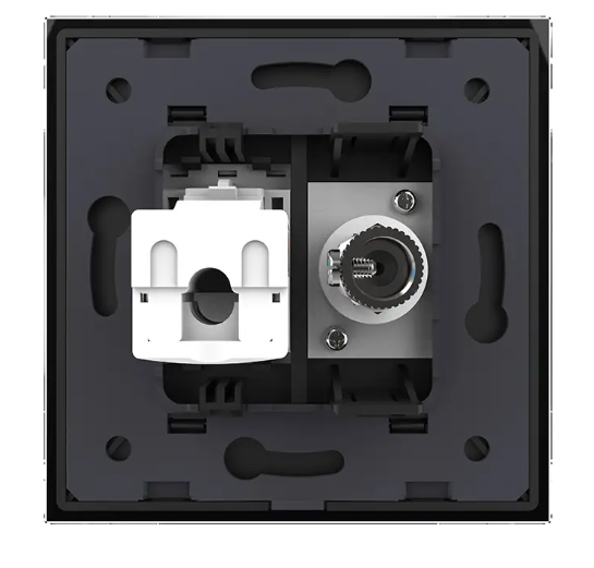 Фото 4 Розетка комп'ютерна RJ-45 та ТВ розетка чорне скло Livolo