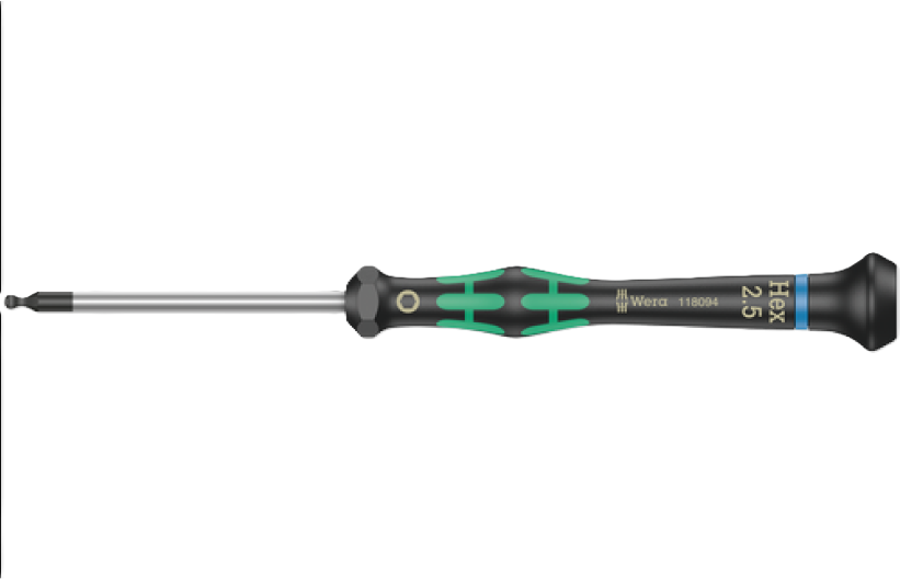 Фото Отвертка с шестигранной шариковой головкой для электронщиков WERA 2052 05118094001 2.5×60 мм