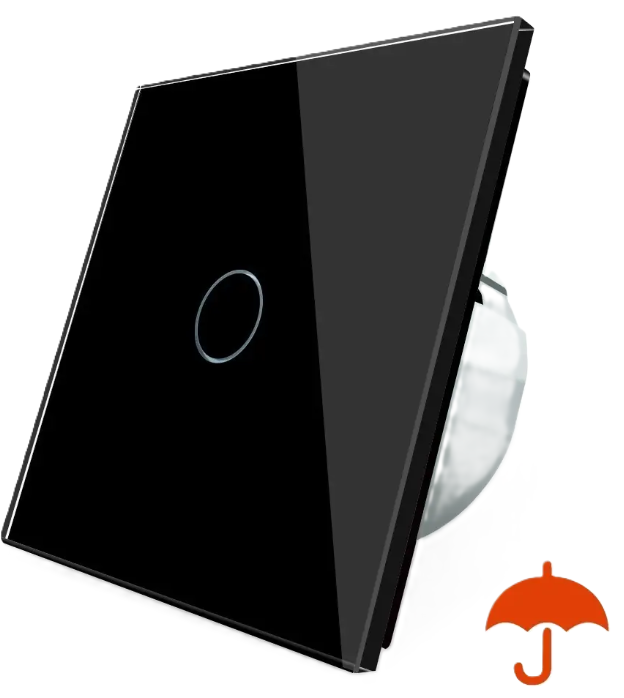 Фото Сенсорний вуличний вологозахищений вимикач 1 сенсор чорне скло Livolo